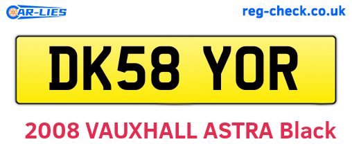 DK58YOR are the vehicle registration plates.