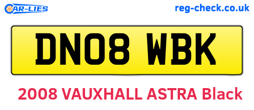 DN08WBK are the vehicle registration plates.