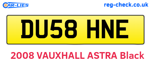 DU58HNE are the vehicle registration plates.