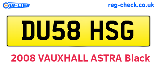 DU58HSG are the vehicle registration plates.