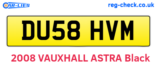 DU58HVM are the vehicle registration plates.