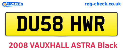 DU58HWR are the vehicle registration plates.