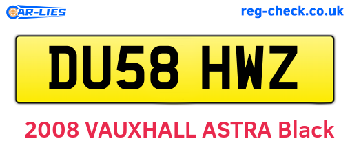 DU58HWZ are the vehicle registration plates.