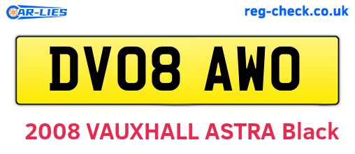 DV08AWO are the vehicle registration plates.