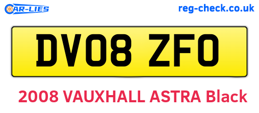 DV08ZFO are the vehicle registration plates.