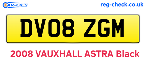 DV08ZGM are the vehicle registration plates.