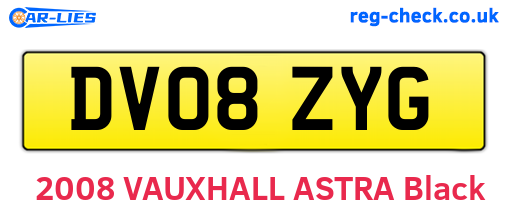 DV08ZYG are the vehicle registration plates.