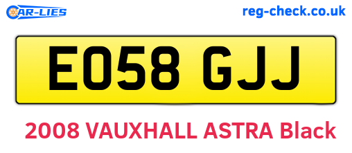 EO58GJJ are the vehicle registration plates.