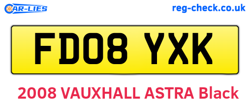 FD08YXK are the vehicle registration plates.