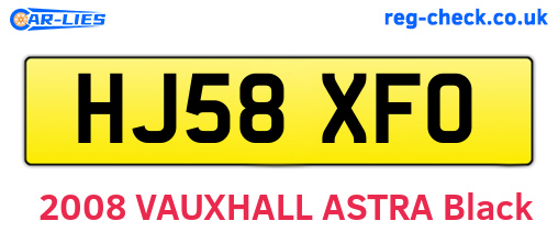 HJ58XFO are the vehicle registration plates.