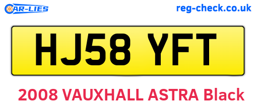 HJ58YFT are the vehicle registration plates.
