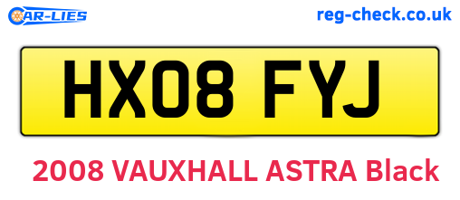 HX08FYJ are the vehicle registration plates.
