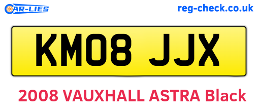 KM08JJX are the vehicle registration plates.