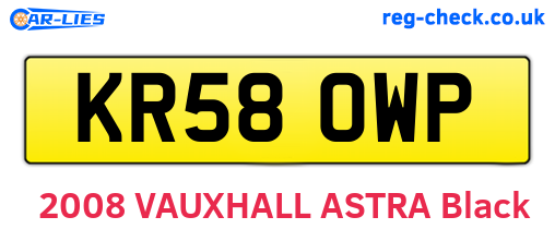 KR58OWP are the vehicle registration plates.