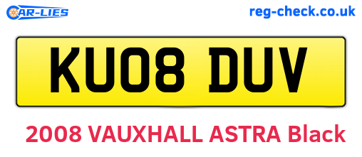 KU08DUV are the vehicle registration plates.