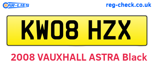 KW08HZX are the vehicle registration plates.