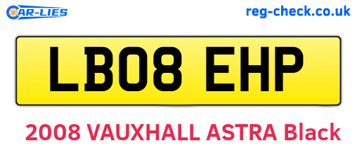 LB08EHP are the vehicle registration plates.