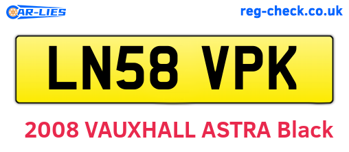LN58VPK are the vehicle registration plates.