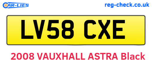 LV58CXE are the vehicle registration plates.