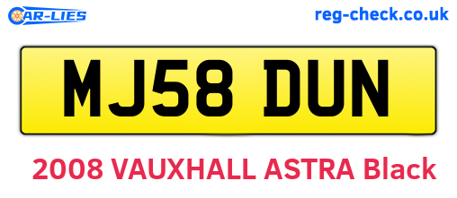 MJ58DUN are the vehicle registration plates.