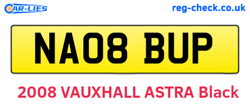 NA08BUP are the vehicle registration plates.