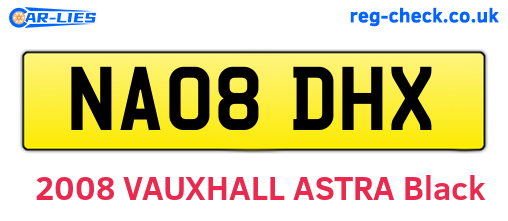 NA08DHX are the vehicle registration plates.