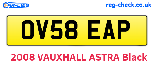 OV58EAP are the vehicle registration plates.
