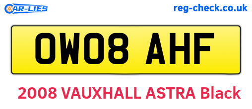 OW08AHF are the vehicle registration plates.