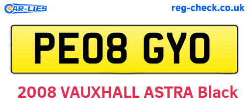 PE08GYO are the vehicle registration plates.