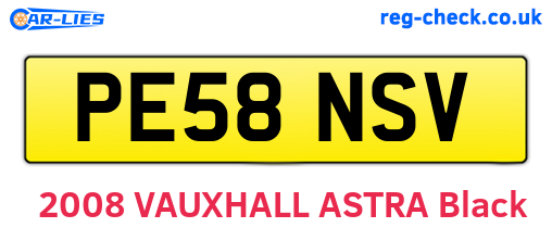 PE58NSV are the vehicle registration plates.