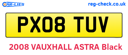 PX08TUV are the vehicle registration plates.