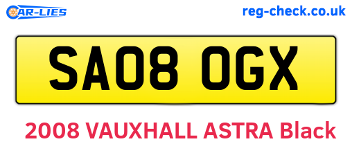 SA08OGX are the vehicle registration plates.