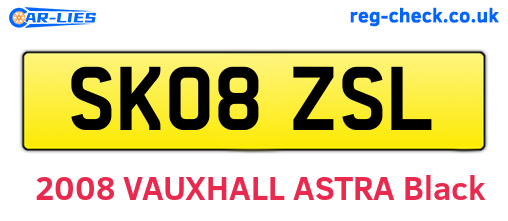 SK08ZSL are the vehicle registration plates.