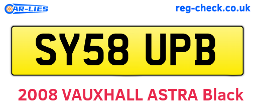 SY58UPB are the vehicle registration plates.