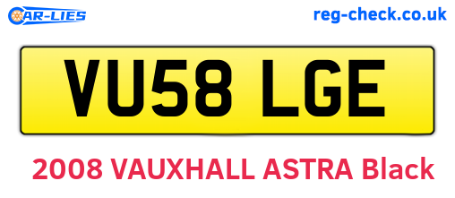 VU58LGE are the vehicle registration plates.