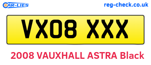 VX08XXX are the vehicle registration plates.