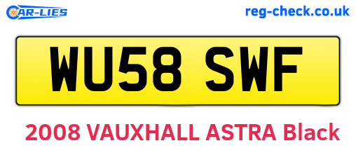 WU58SWF are the vehicle registration plates.