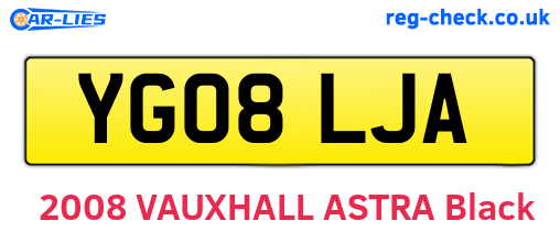 YG08LJA are the vehicle registration plates.