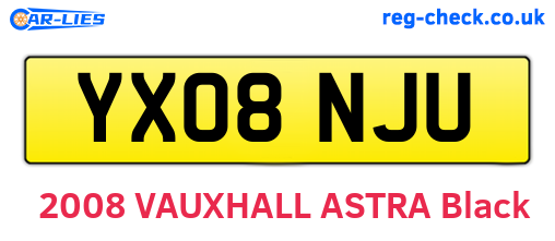 YX08NJU are the vehicle registration plates.