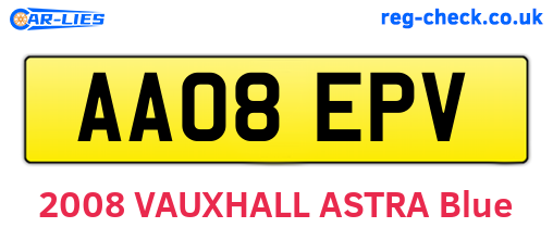 AA08EPV are the vehicle registration plates.
