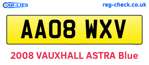 AA08WXV are the vehicle registration plates.