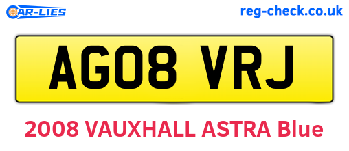 AG08VRJ are the vehicle registration plates.