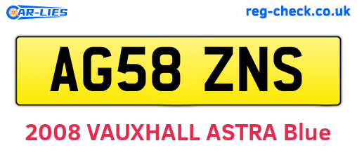 AG58ZNS are the vehicle registration plates.