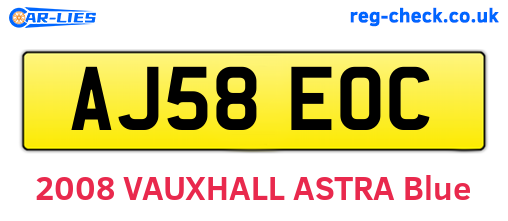 AJ58EOC are the vehicle registration plates.