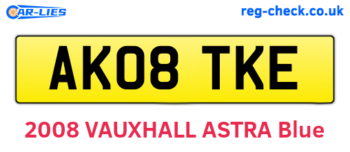 AK08TKE are the vehicle registration plates.