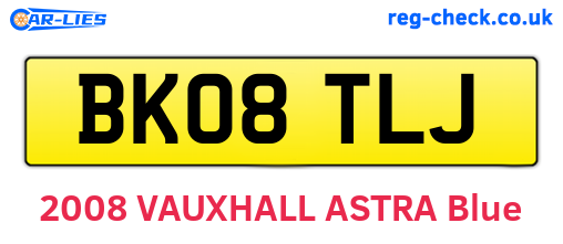 BK08TLJ are the vehicle registration plates.