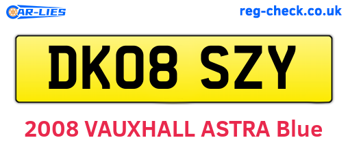 DK08SZY are the vehicle registration plates.