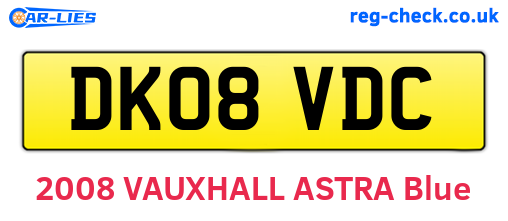 DK08VDC are the vehicle registration plates.