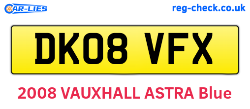 DK08VFX are the vehicle registration plates.