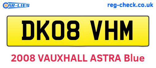 DK08VHM are the vehicle registration plates.